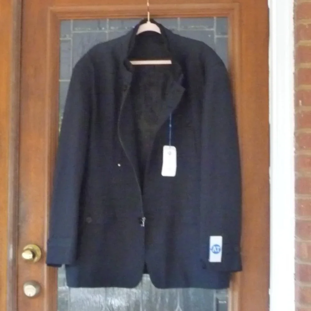 BLACK UTILITY CARGO COAT LONG JACKET 52R - Picture 2 of 13